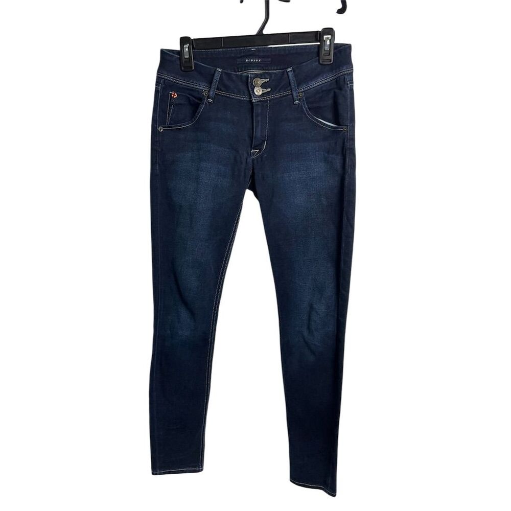 Hudson Women's Skinny Jeans Size 27 Dark Blue Flap Pockets Slim Fit